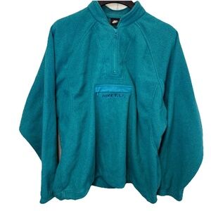 Vintage 90s Nike F.I.T. Teal Blue Half-Zip sherpa Fleece Pullover Jacket Large